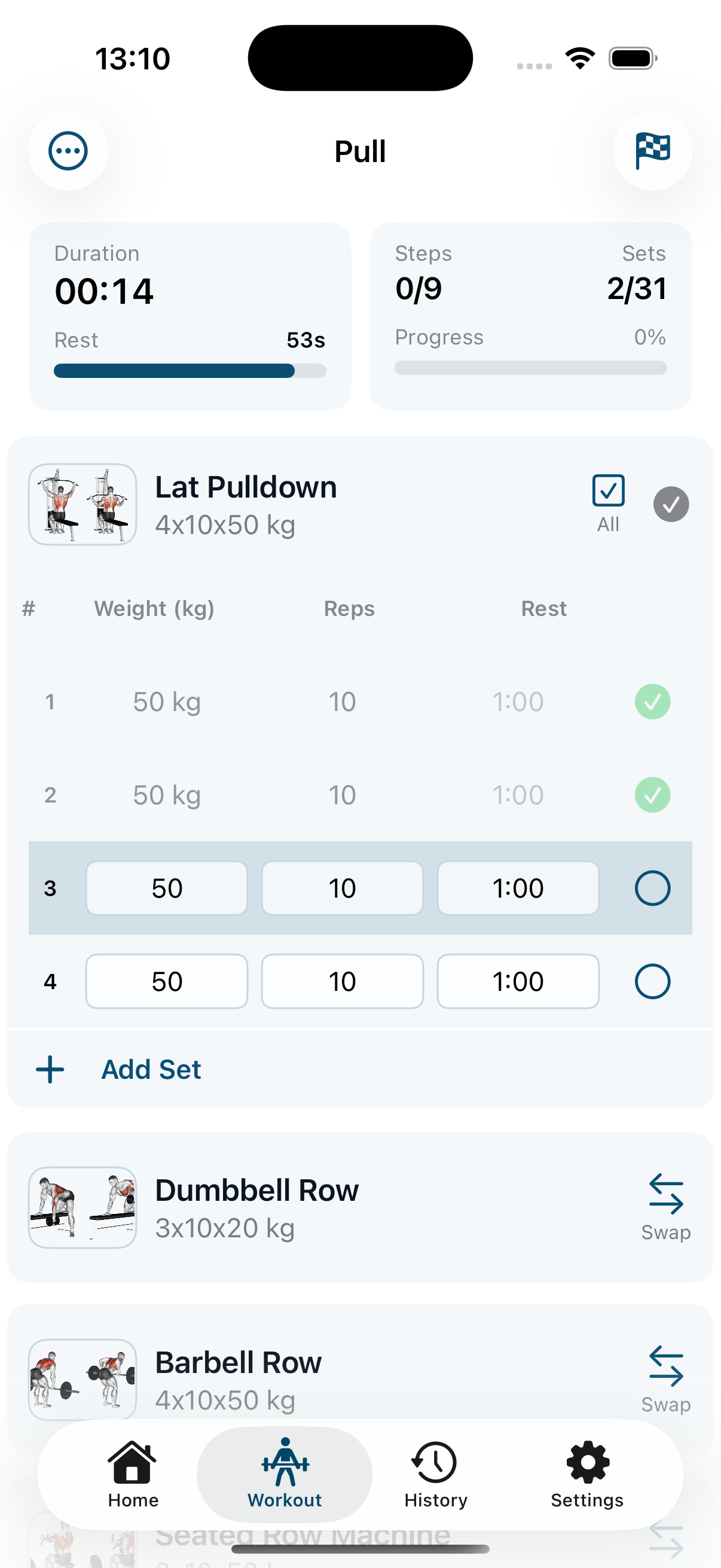 Workout in progress