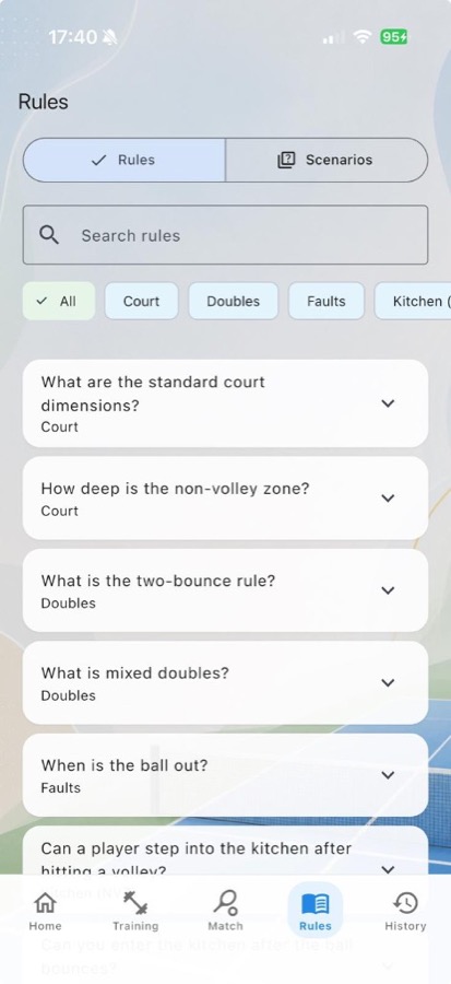 Rules reference with search